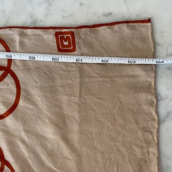 ITALIAN Halle Bros Co Vintage Oblong Scarf Tan Orange - Picture 15 of 15